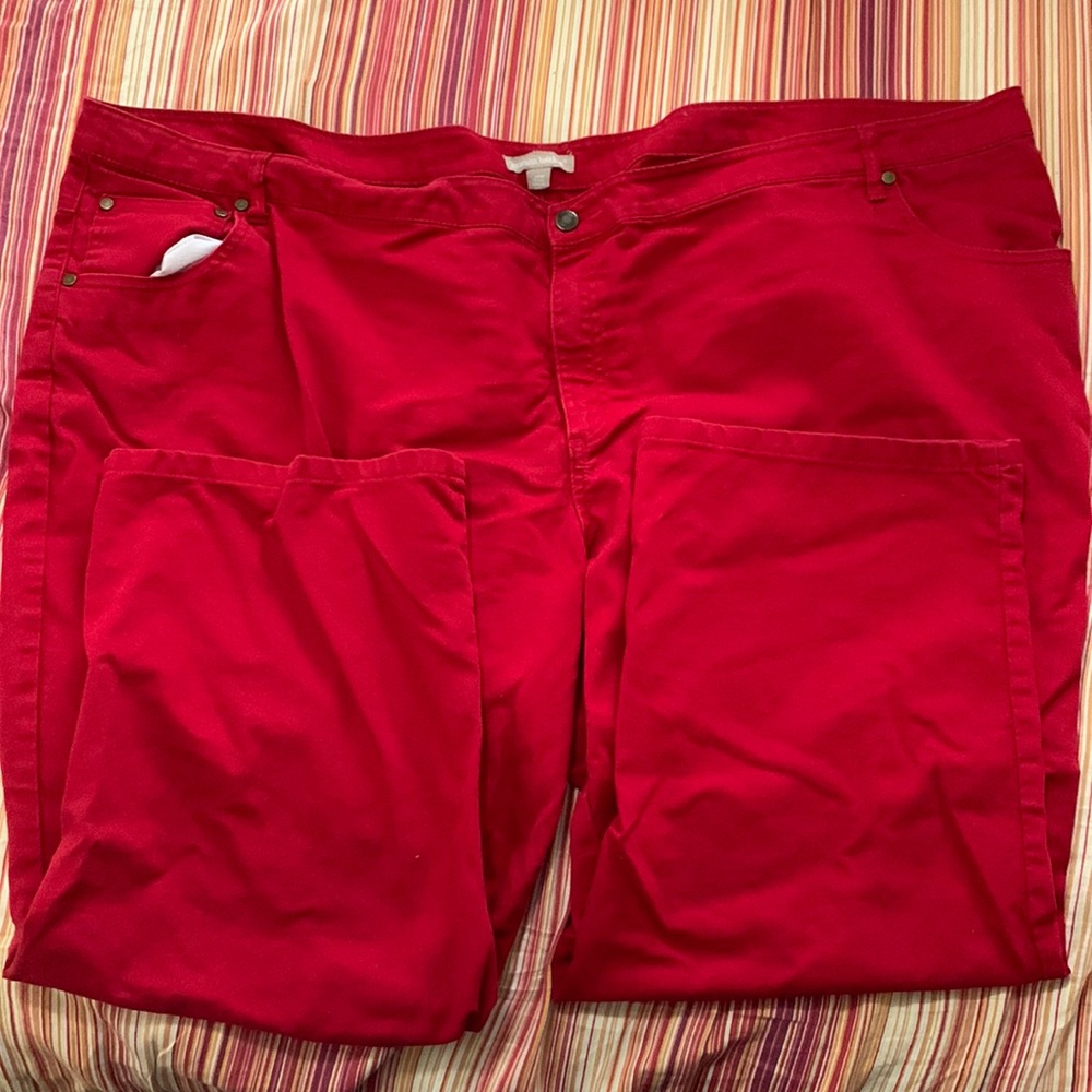 Woman Within 34W Petite Red Denim Jeans w/ Pockets